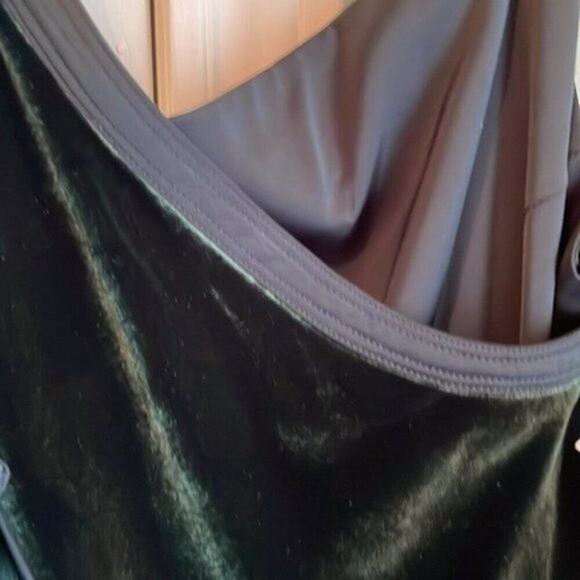 Helmut Lang Satin paneled velvet dress forest green size 4 - Picture 9 of 12